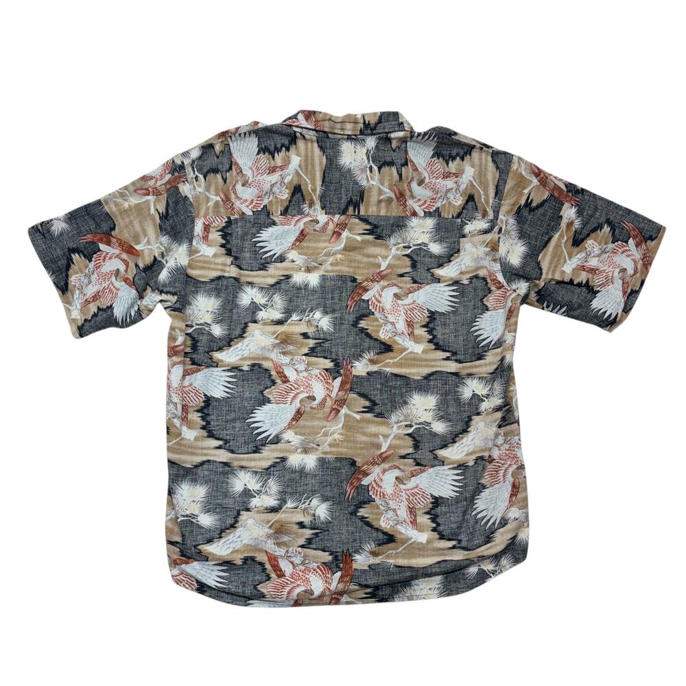 Vintage Hawaii Blues Shirt Mens XL Black Hawk Bird Reverse Print Hawaiian USA